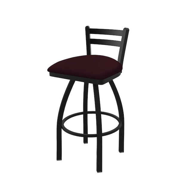25" Low Back Swivel Counter Stool, Black Wrinkle, Canter Bordeaux Seat